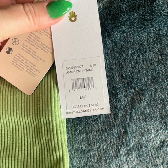 NWT Spiritual Gangster Amor Seamless Crop Tank MOJITO Size M/L - Picture 6 of 6